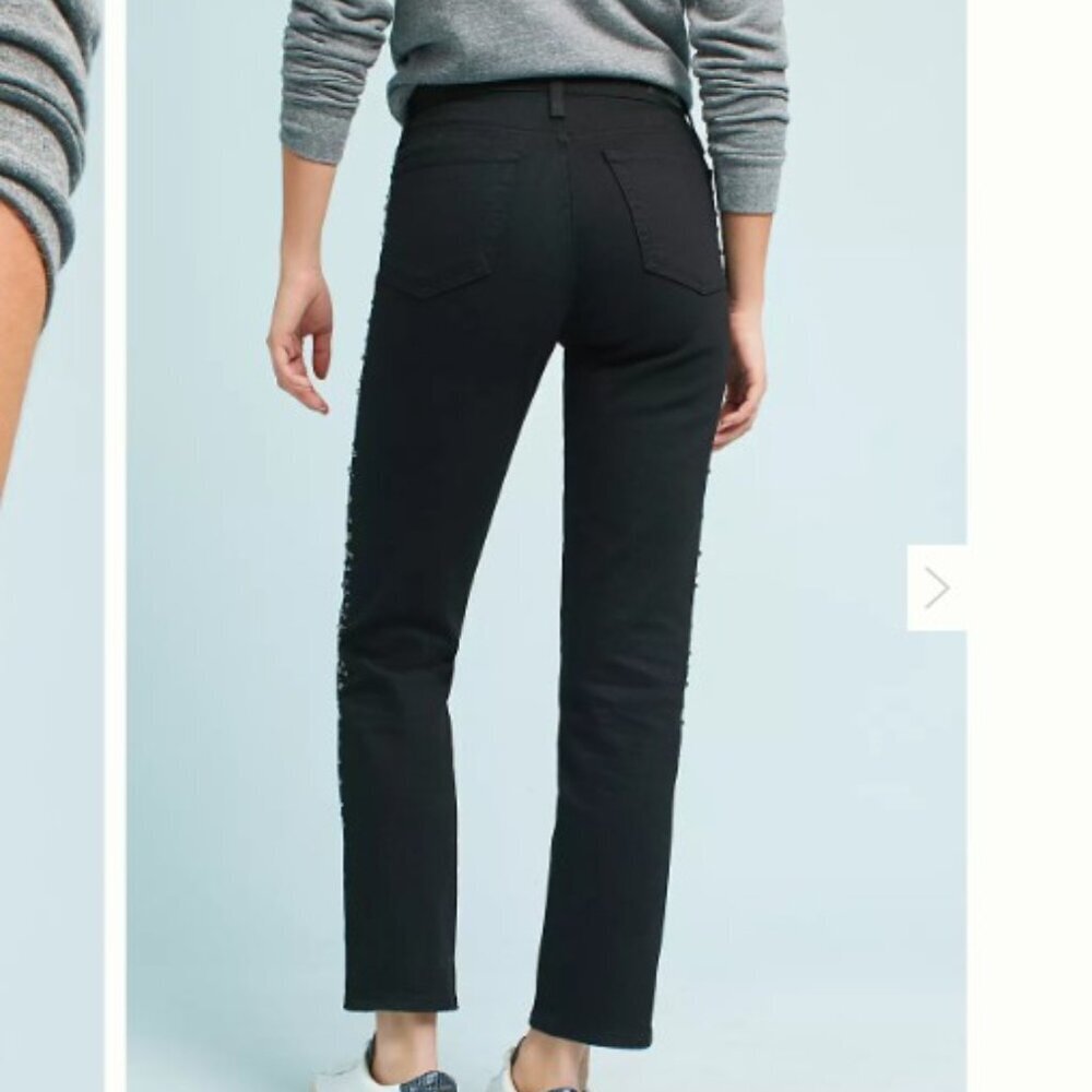 ANTHROPOLOGIE X AG The Isabella High Rise Straight Studded Jeans. 26X28 - Picture 2 of 9